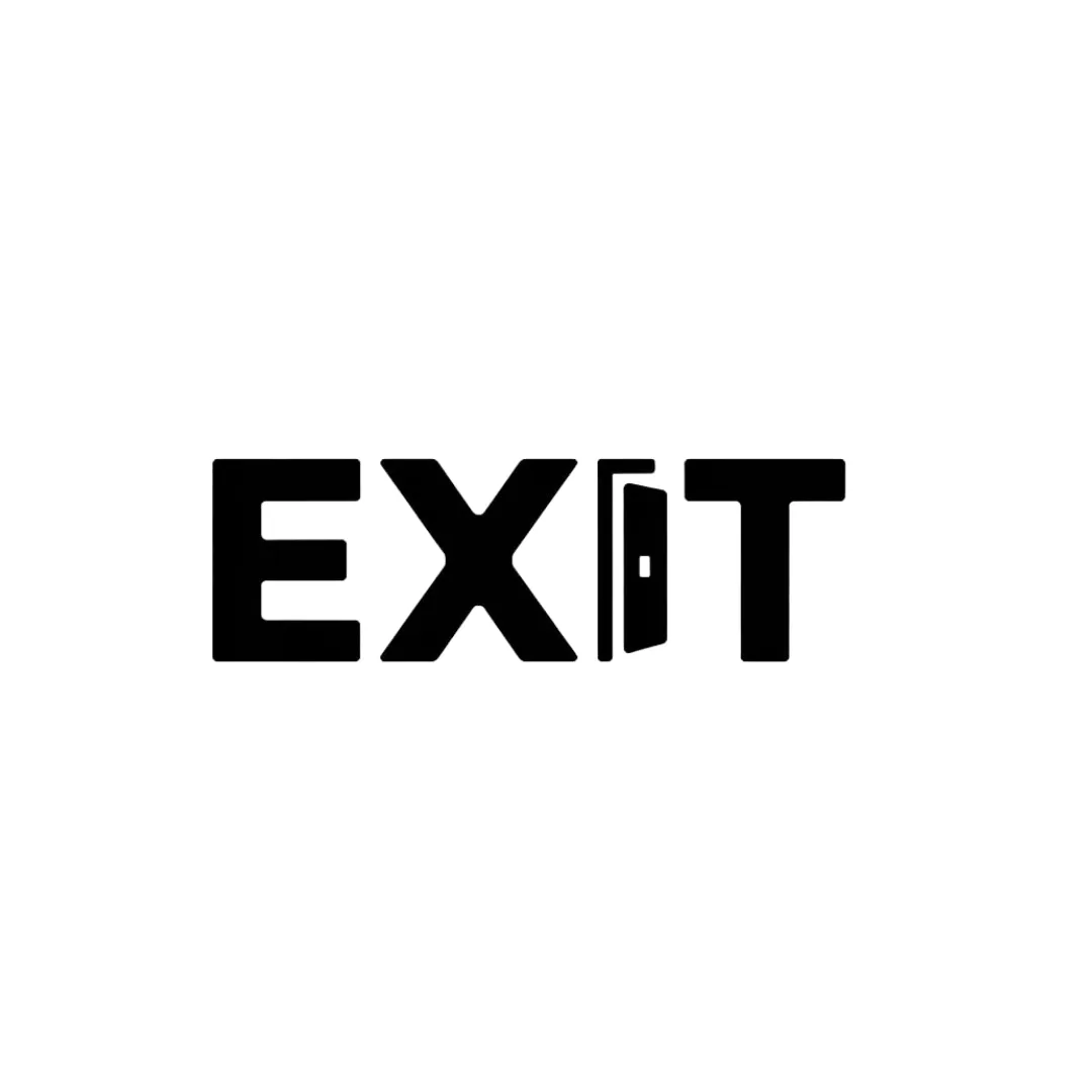 Kreatives Social Media Marketing Wortspiel mit Ausgang und Tür-Symbol